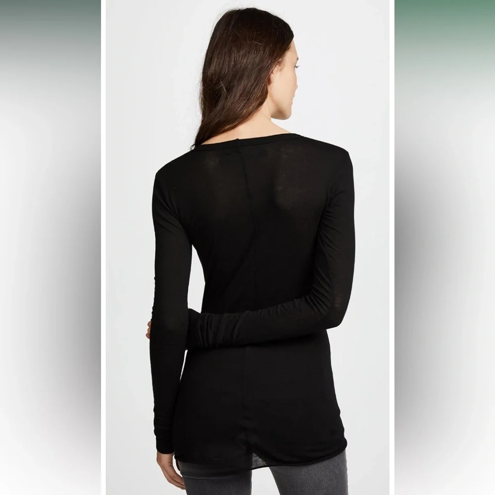 Enza Costa Women's Supima Cotton Tissue Jersey Long Sleeve Top - Picture 3 of 10